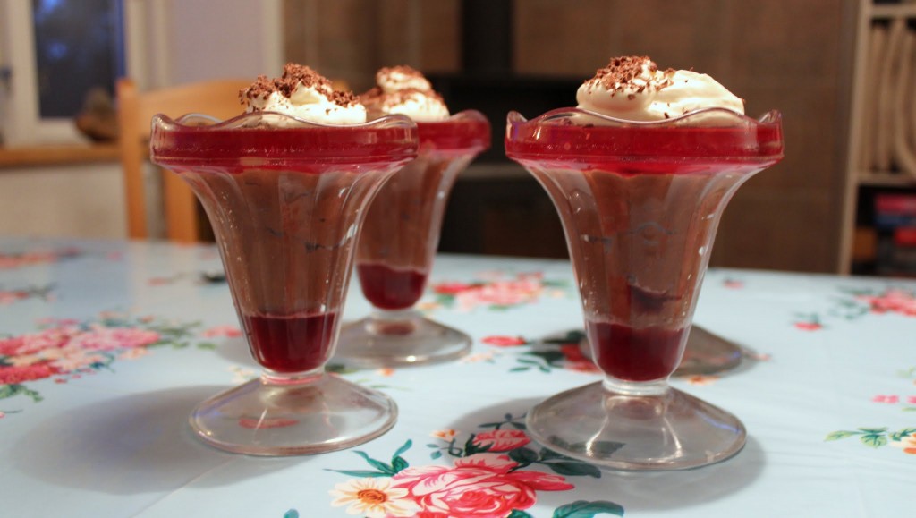 Chokolademousse med champagnegele