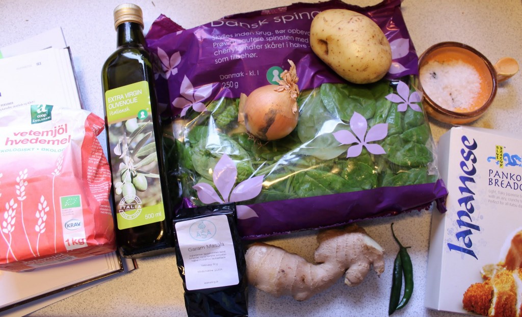 Ingredienser til spinatkarbonaderne.