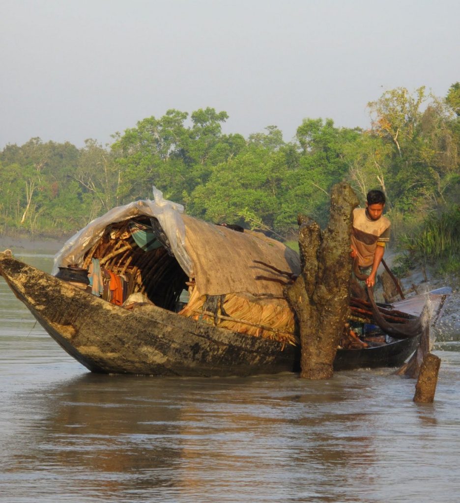 En fisker på floden i Sundarban.